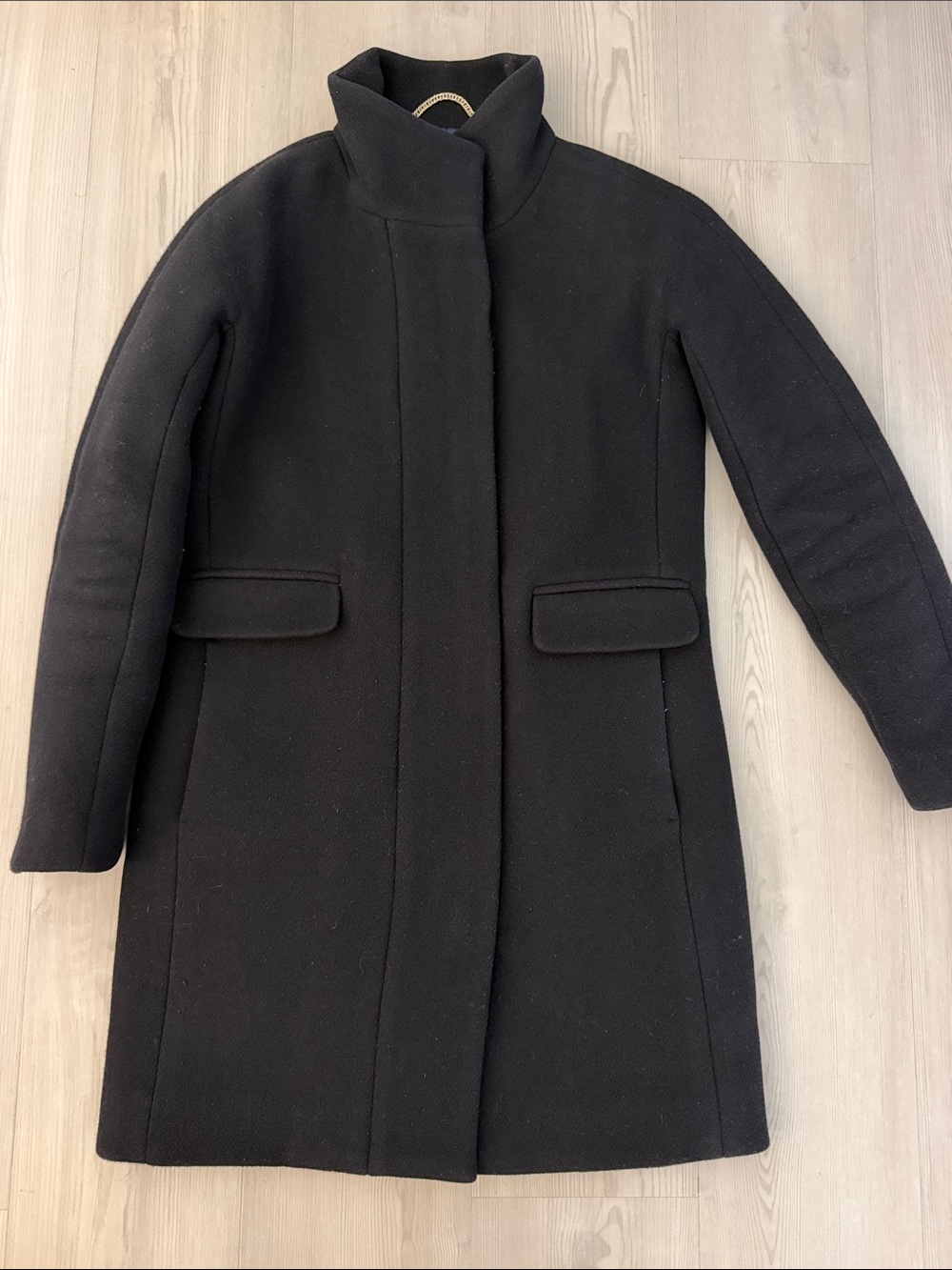 J. Crew Black Wool cocoon Coat with High Collar